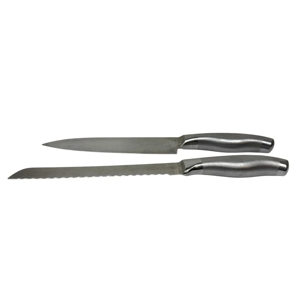 Orblue Stainless Steel Chefs Knife & Serrated Bread Knife Set 2 Piece Kitchen